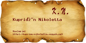 Kuprián Nikoletta névjegykártya